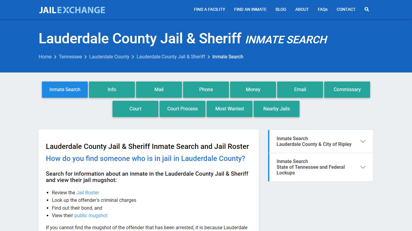 Lauderdale County Jail & Sheriff Inmate Search - Jail Exchange