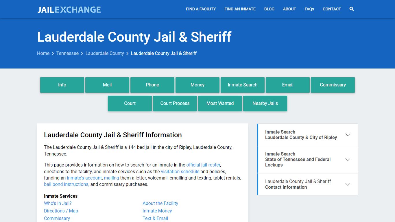 Lauderdale County Jail & Sheriff, TN Inmate Search, Information