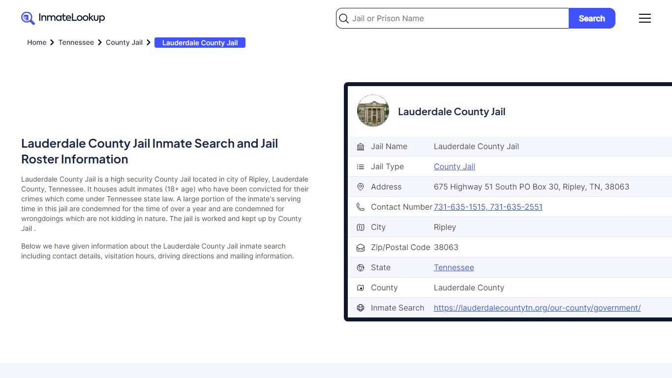 Lauderdale County Jail Inmate Search and Jail Roster Information