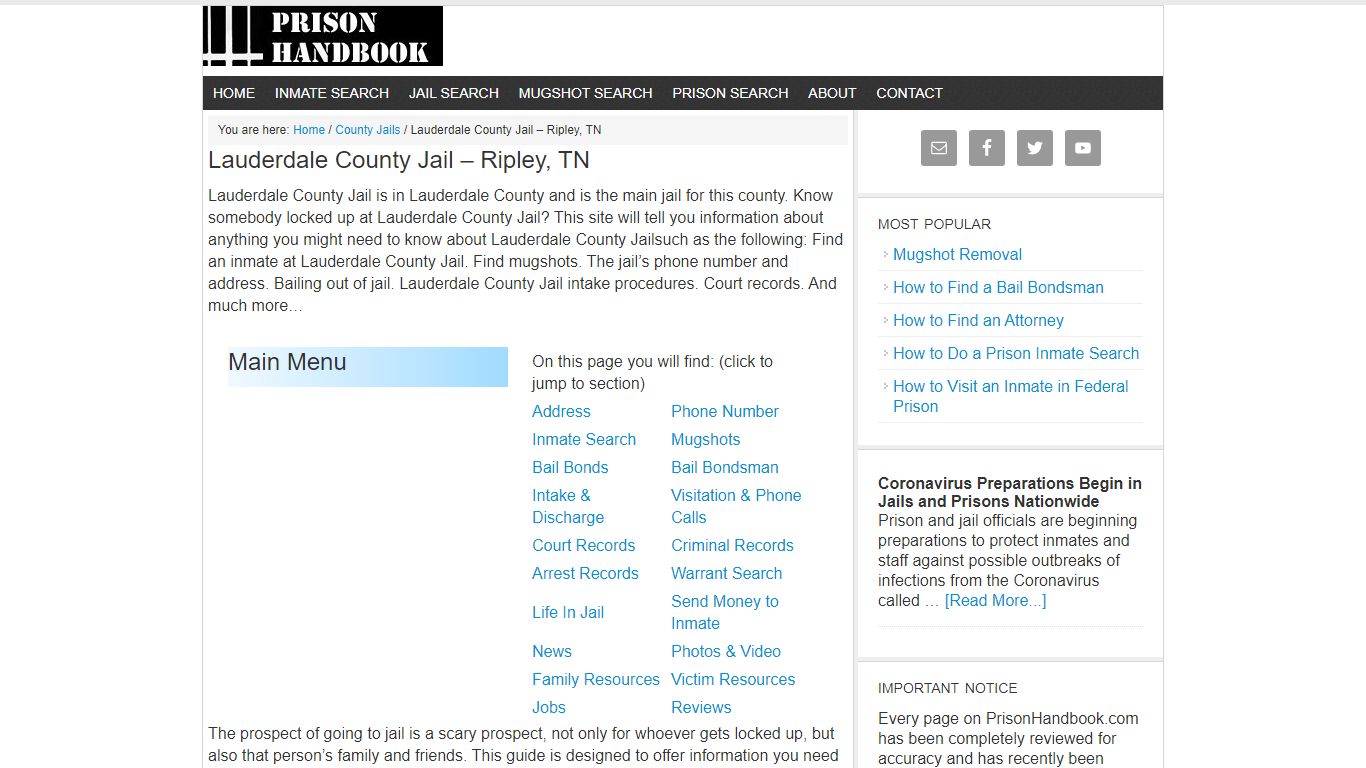 Lauderdale County Jail – Ripley, TN - Prison Handbook